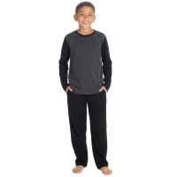 15C724: Boys Jersey Top & Pant Lounge Set- Black (9-13 Years)